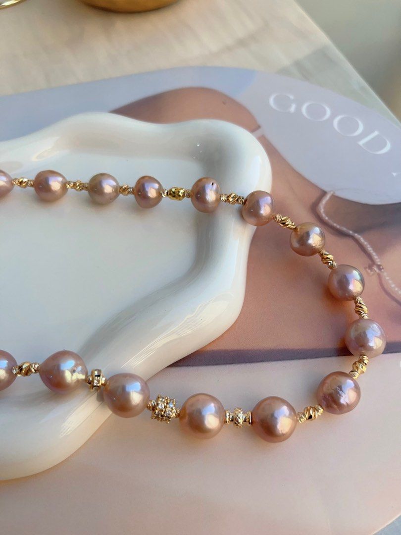 #PN689 Freshwater Pearl Necklace & Bracelet Set | Full Edison Pearl Necklace | Romantic Purple |Magnetic Heart Clasp| Queen of the Venue