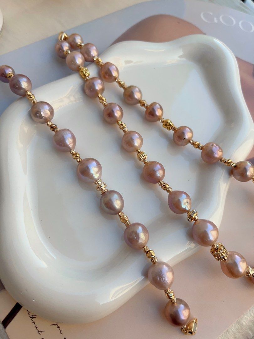 #PN689 Freshwater Pearl Necklace & Bracelet Set | Full Edison Pearl Necklace | Romantic Purple |Magnetic Heart Clasp| Queen of the Venue