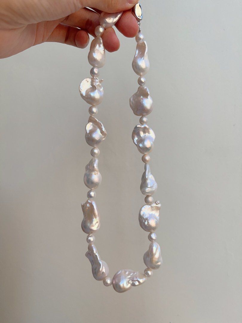 #PN693 Freshwater Pearl Necklace & Earrings Set | Big Fishtail Baroque Pearls| Lustrous| S925 Silver Needle |THE Baroque Necklace |Had to Have It