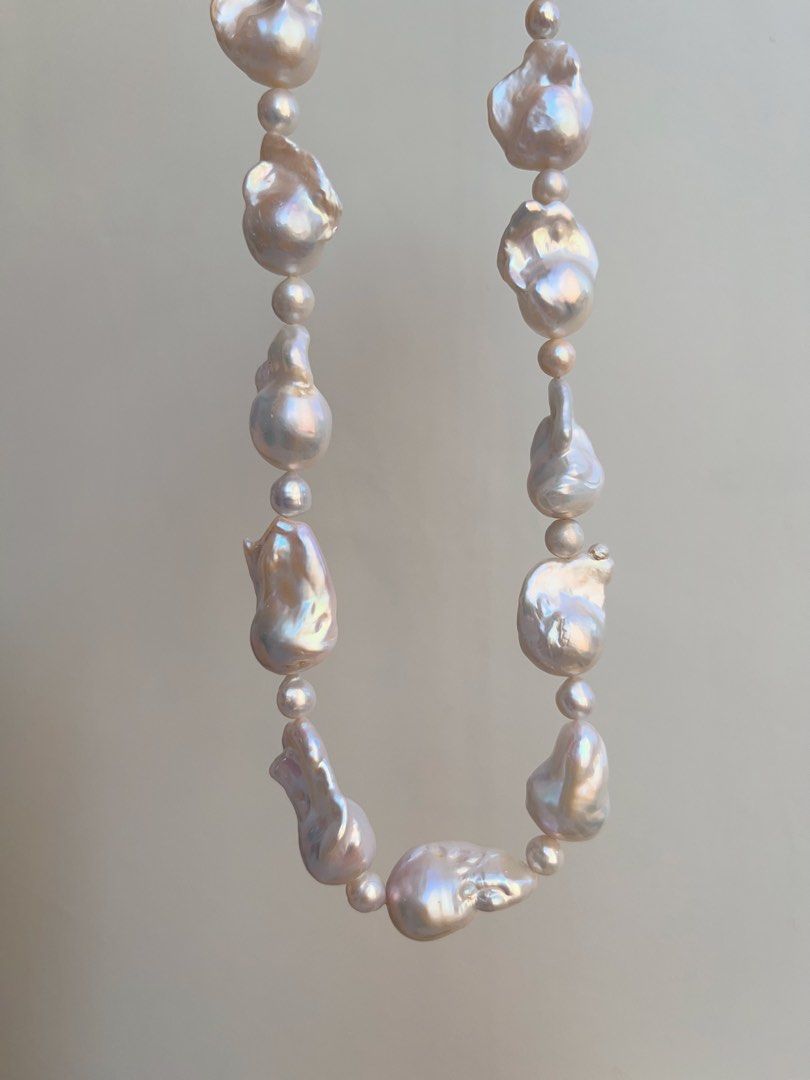 #PN693 Freshwater Pearl Necklace & Earrings Set | Big Fishtail Baroque Pearls| Lustrous| S925 Silver Needle |THE Baroque Necklace |Had to Have It