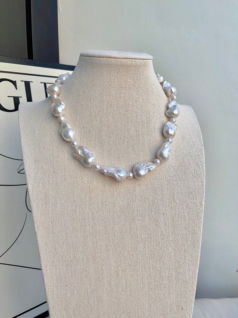 #PN693 Freshwater Pearl Necklace & Earrings Set | Big Fishtail Baroque Pearls| Lustrous| S925 Silver Needle |THE Baroque Necklace |Had to Have It