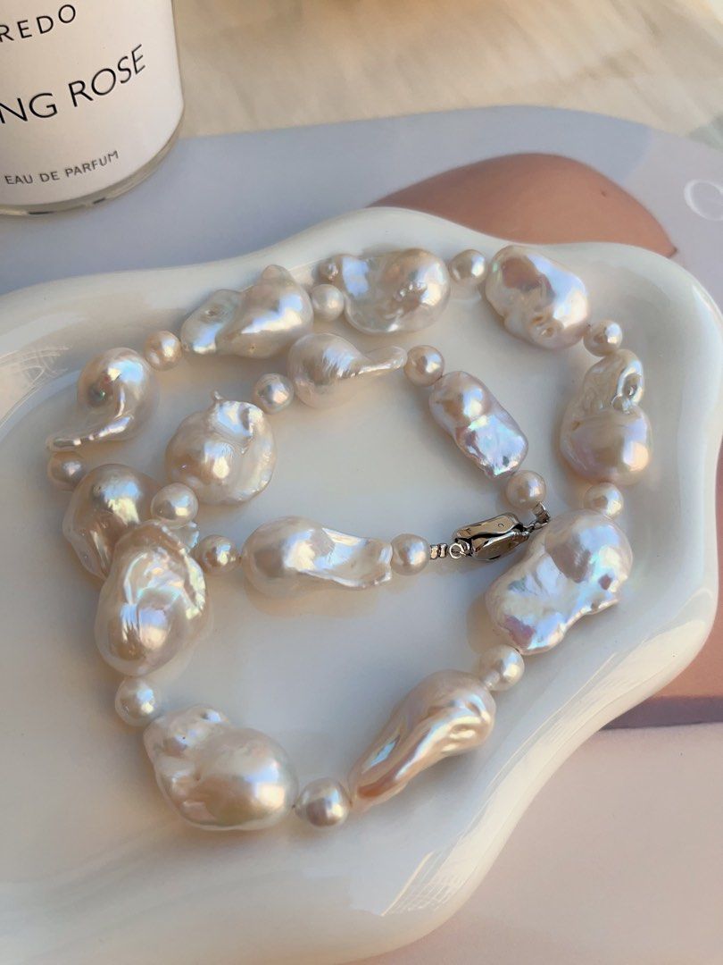 #PN693 Freshwater Pearl Necklace & Earrings Set | Big Fishtail Baroque Pearls| Lustrous| S925 Silver Needle |THE Baroque Necklace |Had to Have It