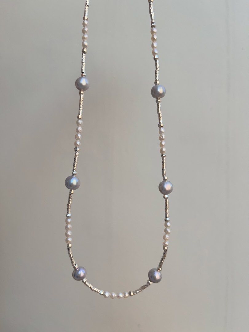 #PN694 Freshwater Pearl Necklace| Grey Electro-treated Colour | Minimalism with Style | Star-y Sky Design