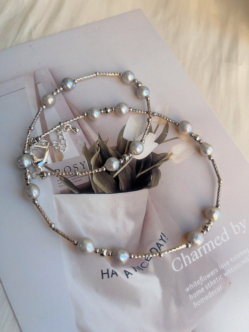 #PN694 Freshwater Pearl Necklace| Grey Electro-treated Colour | Minimalism with Style | Star-y Sky Design