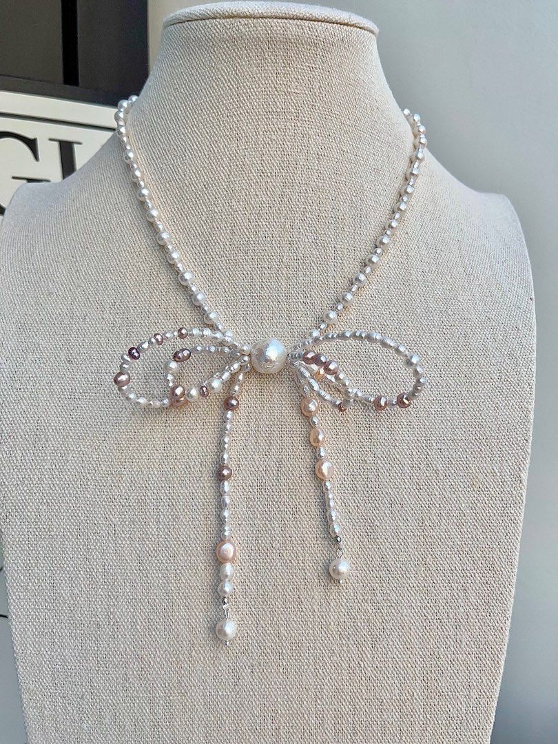 #PN696 Freshwater Pearl Necklace | Big Double Layer Pearl Bowknot| The Little Girl Inside