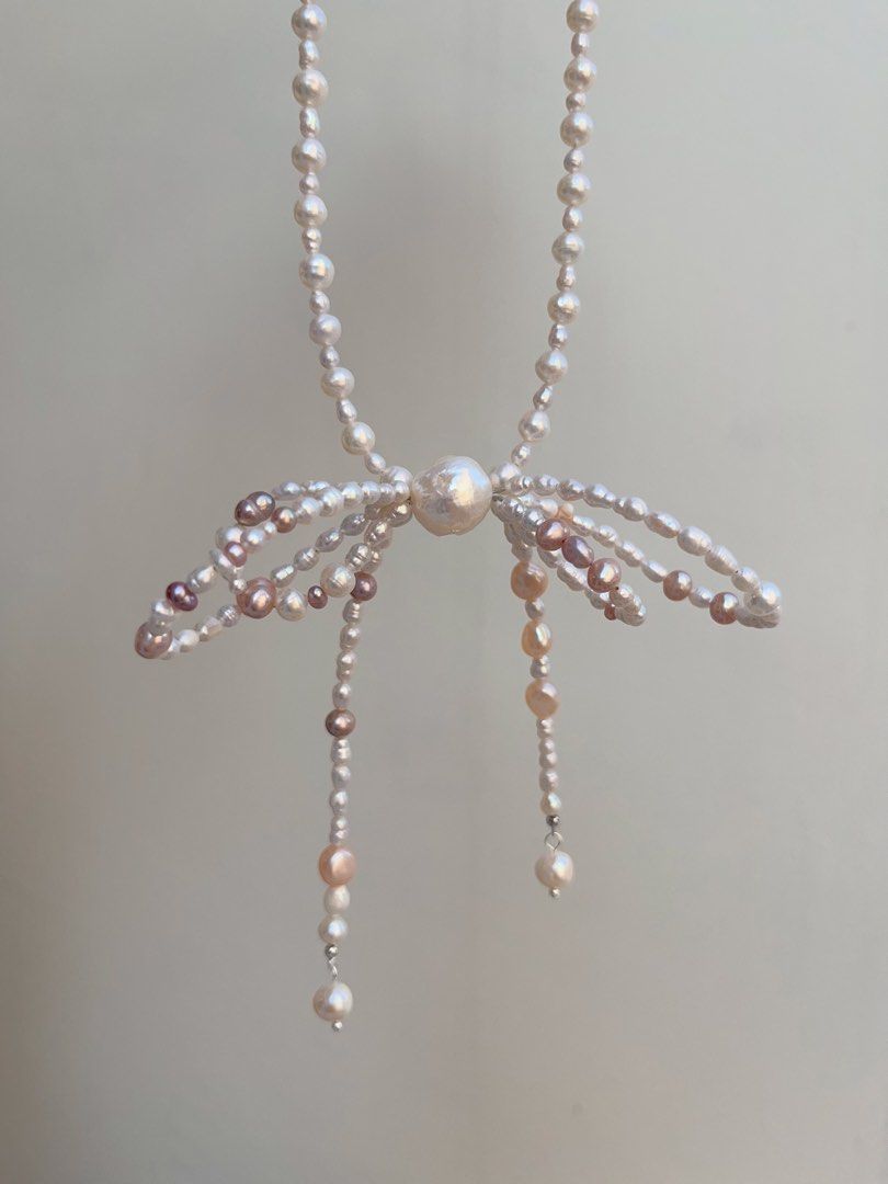 #PN696 Freshwater Pearl Necklace | Big Double Layer Pearl Bowknot| The Little Girl Inside