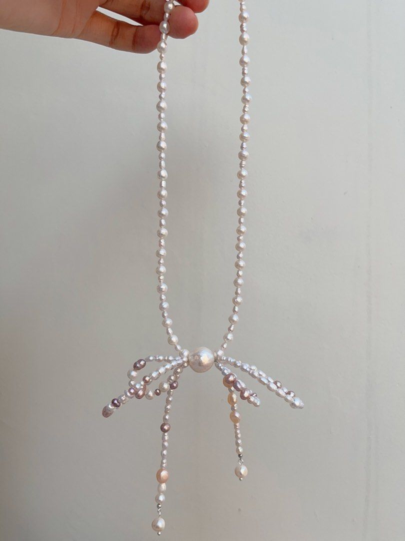 #PN696 Freshwater Pearl Necklace | Big Double Layer Pearl Bowknot| The Little Girl Inside