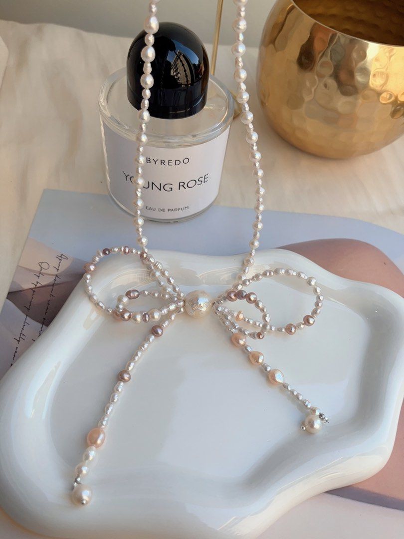 #PN696 Freshwater Pearl Necklace | Big Double Layer Pearl Bowknot| The Little Girl Inside