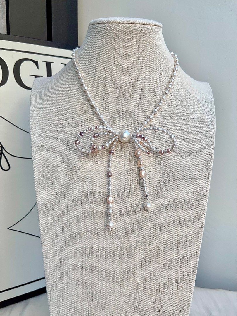 #PN696 Freshwater Pearl Necklace | Big Double Layer Pearl Bowknot| The Little Girl Inside