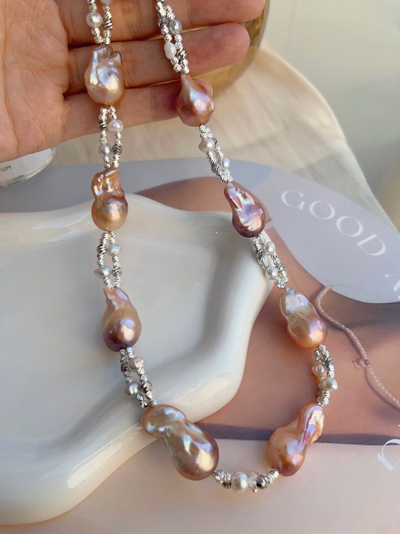 #PN700 Freshwater Pearl Necklace | Double-layer| Lustrous Champagne Golden Lustre Fishtail Baroque | Today is the Day