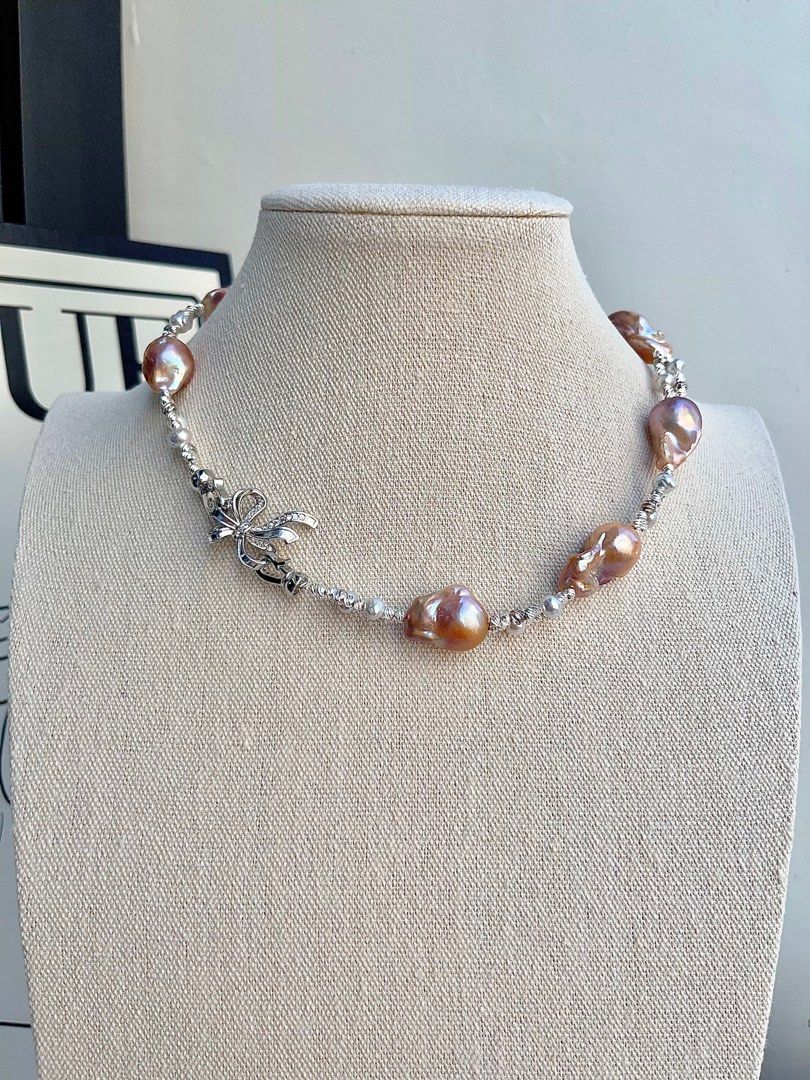 #PN700 Freshwater Pearl Necklace | Double-layer| Lustrous Champagne Golden Lustre Fishtail Baroque | Today is the Day