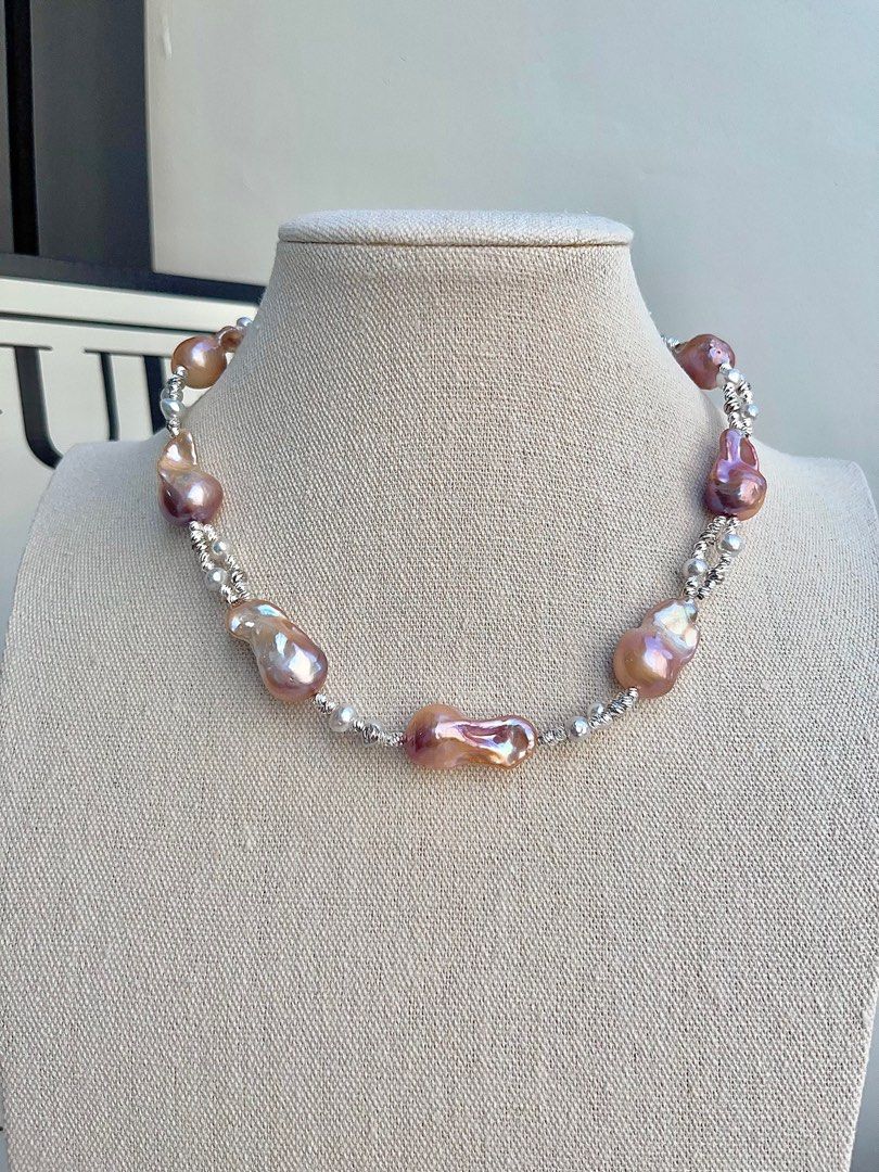 #PN700 Freshwater Pearl Necklace | Double-layer| Lustrous Champagne Golden Lustre Fishtail Baroque | Today is the Day