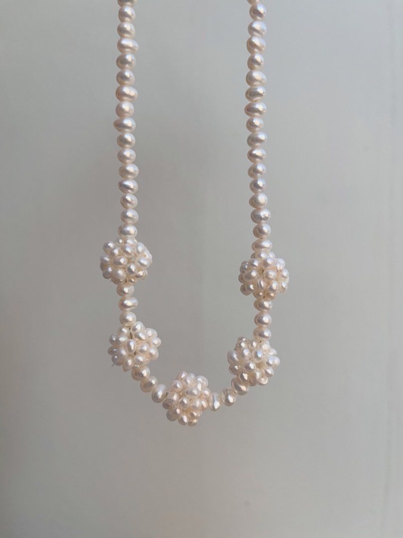 #PN701 Freshwater Pearl Necklace | Pearl Ball Flower | Baby Baroque Pearl | Go with Style