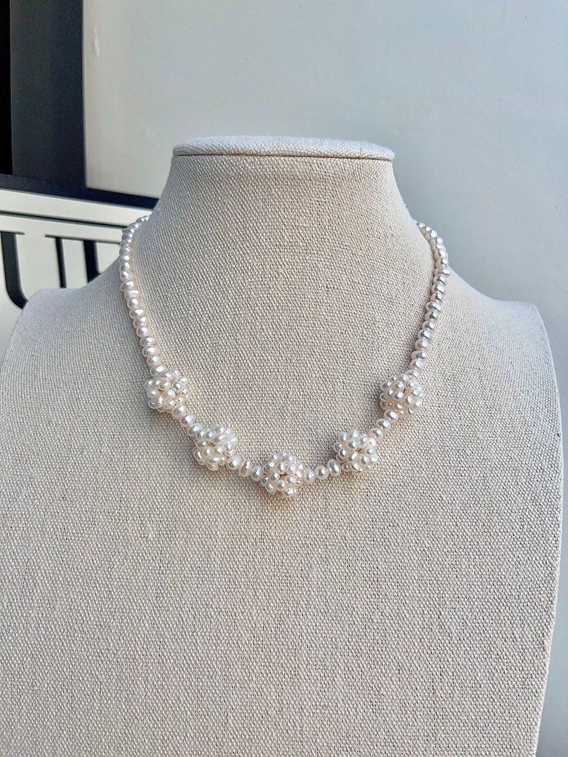 #PN701 Freshwater Pearl Necklace | Pearl Ball Flower | Baby Baroque Pearl | Go with Style