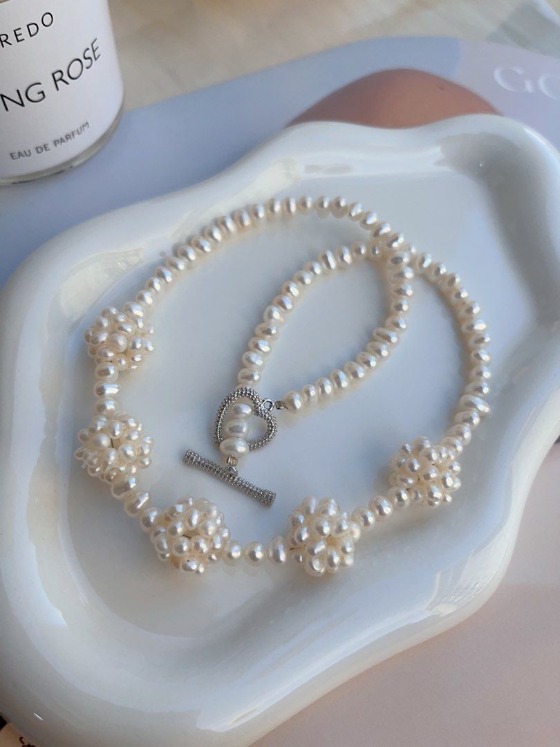 #PN701 Freshwater Pearl Necklace | Pearl Ball Flower | Baby Baroque Pearl | Go with Style