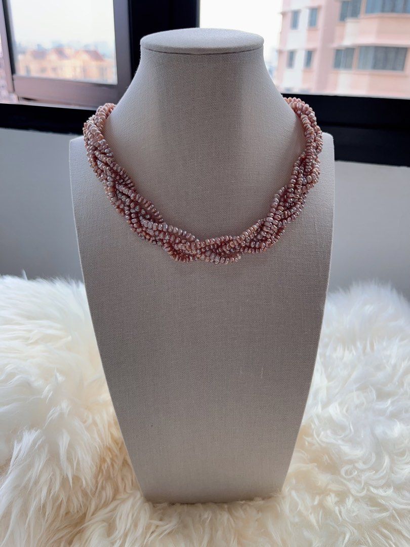 #PN710 Freshwater Pearl Necklace | Six Layer| Braided Design| 3-4mm Purple Baby Baroque Pearl | Inner Little Princess