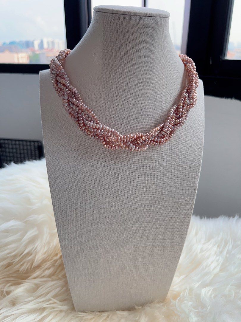 #PN710 Freshwater Pearl Necklace | Six Layer| Braided Design| 3-4mm Purple Baby Baroque Pearl | Inner Little Princess