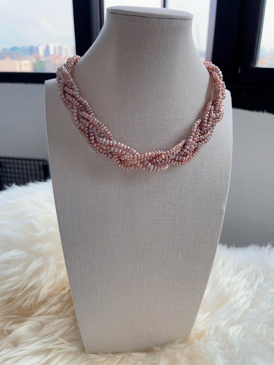 #PN710 Freshwater Pearl Necklace | Six Layer| Braided Design| 3-4mm Purple Baby Baroque Pearl | Inner Little Princess