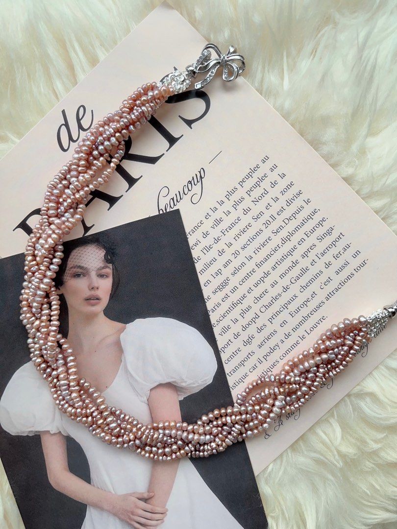 #PN710 Freshwater Pearl Necklace | Six Layer| Braided Design| 3-4mm Purple Baby Baroque Pearl | Inner Little Princess