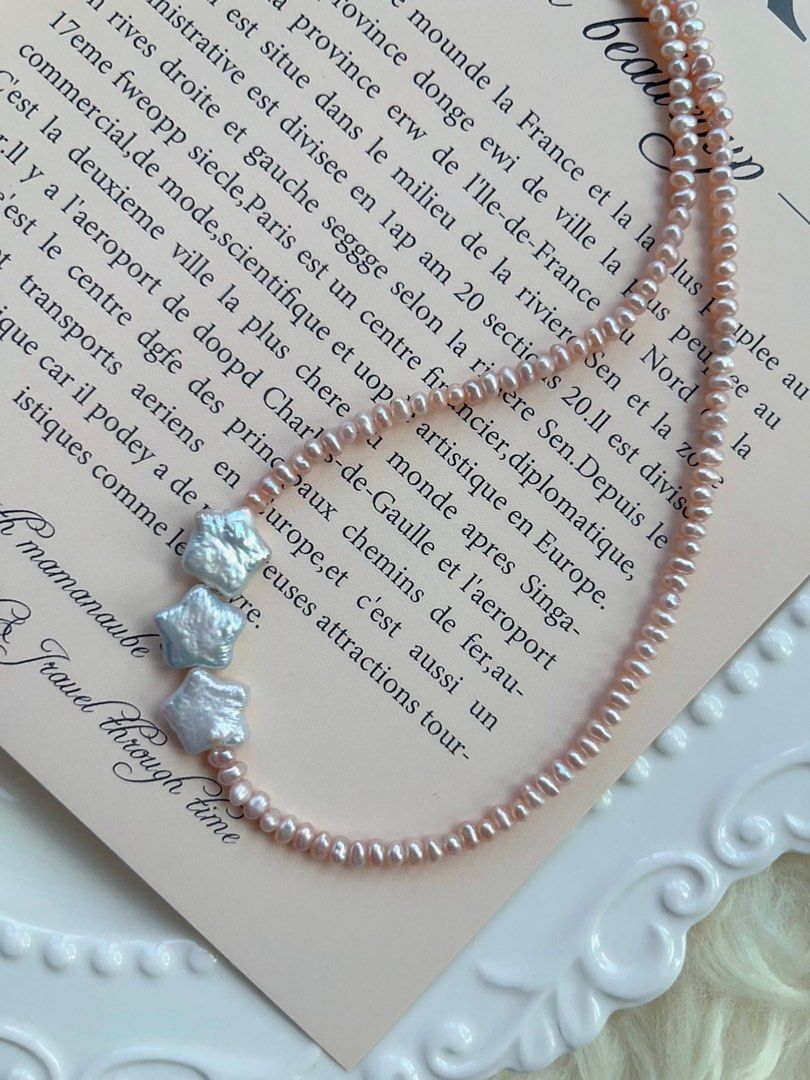 #PN711 Star ⭐️ Baroque Pearl Necklace | Freshwater Pearl | Baby Pearl| Cute Shape Big Fishtail Baroque | Simplicity | Low-key Stylist| 2 Pieces Set