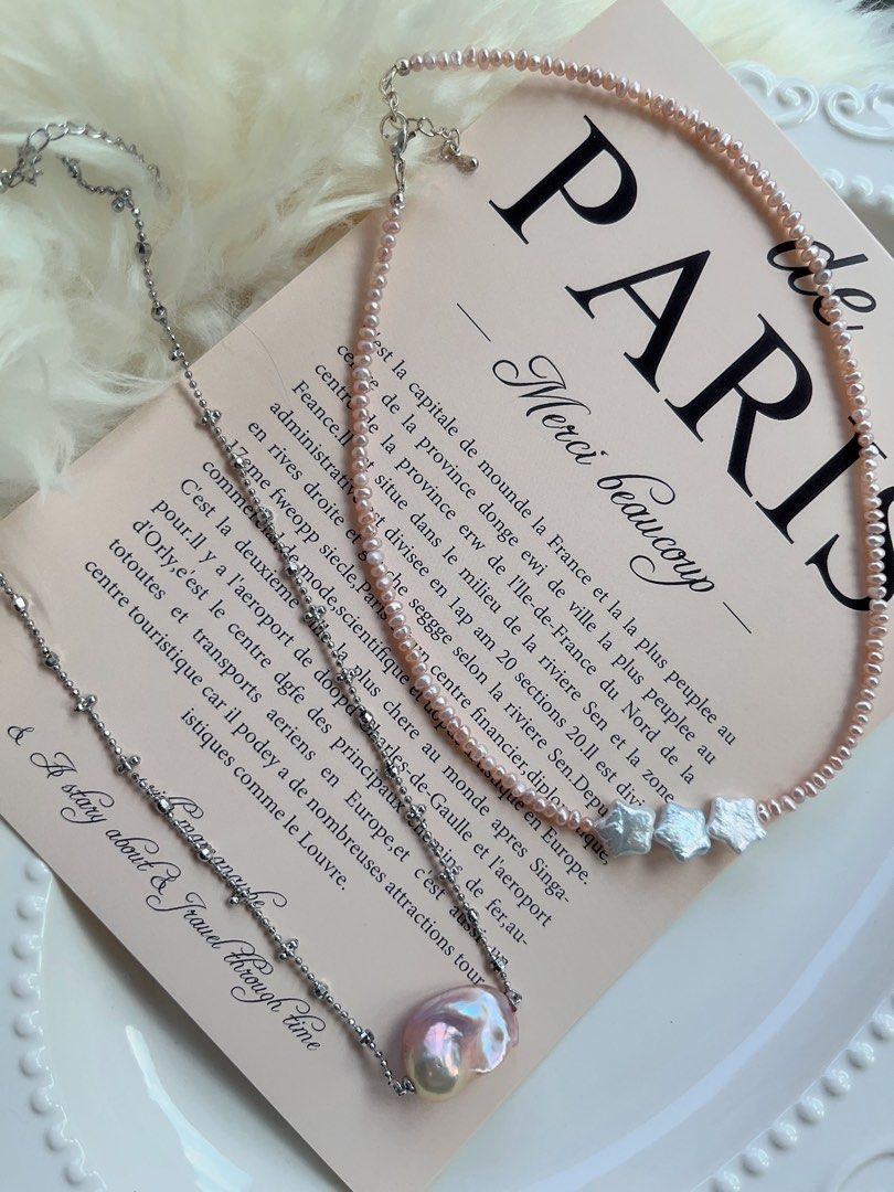 #PN711 Star ⭐️ Baroque Pearl Necklace | Freshwater Pearl | Baby Pearl| Cute Shape Big Fishtail Baroque | Simplicity | Low-key Stylist| 2 Pieces Set