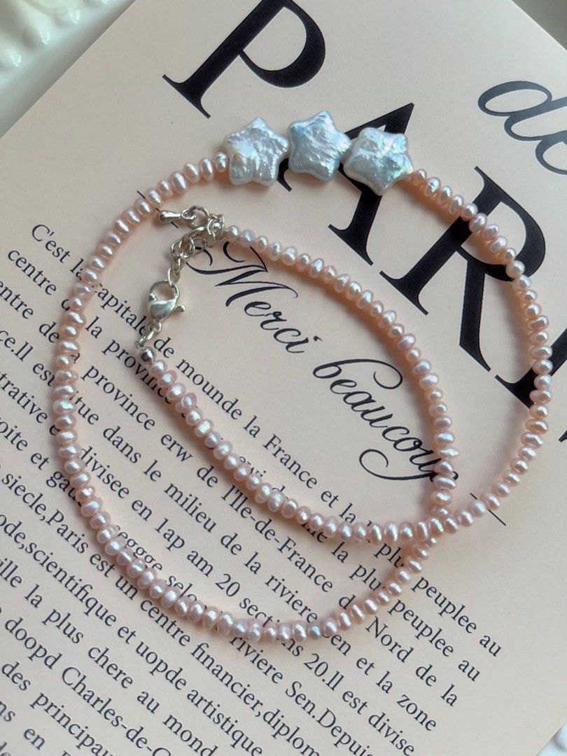 #PN711 Star ⭐️ Baroque Pearl Necklace | Freshwater Pearl | Baby Pearl| Cute Shape Big Fishtail Baroque | Simplicity | Low-key Stylist| 2 Pieces Set
