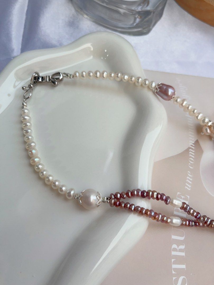 #PN716 [Floral Series] Freshwater Pearl Necklace | Dark Purple Big 2-layer Pearl Flower| Baroque Pearl | AB Asymmetric AB Design | You Don’t Know Me