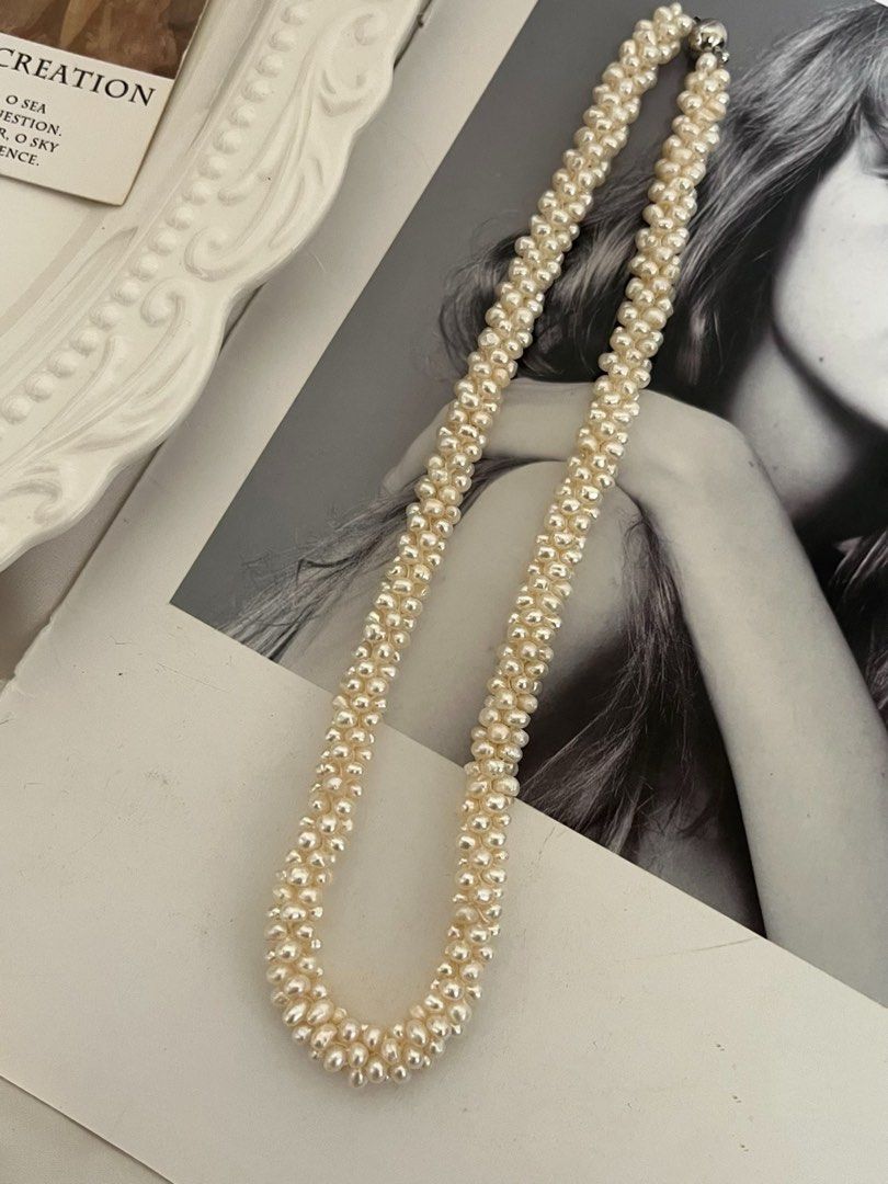 #PN729 Caterpillar Necklace | Freshwater Pearl Necklace | Braided Baby Baroque | Nature Worship