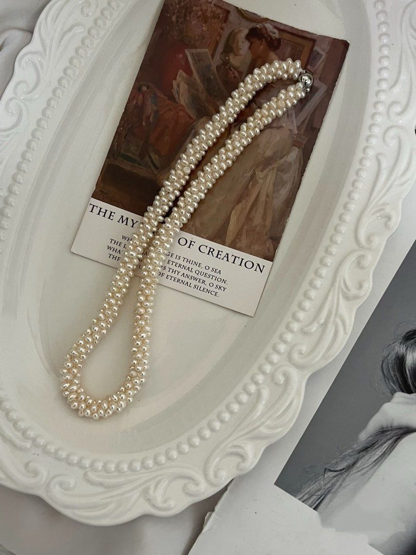 #PN729 Caterpillar Necklace | Freshwater Pearl Necklace | Braided Baby Baroque | Nature Worship