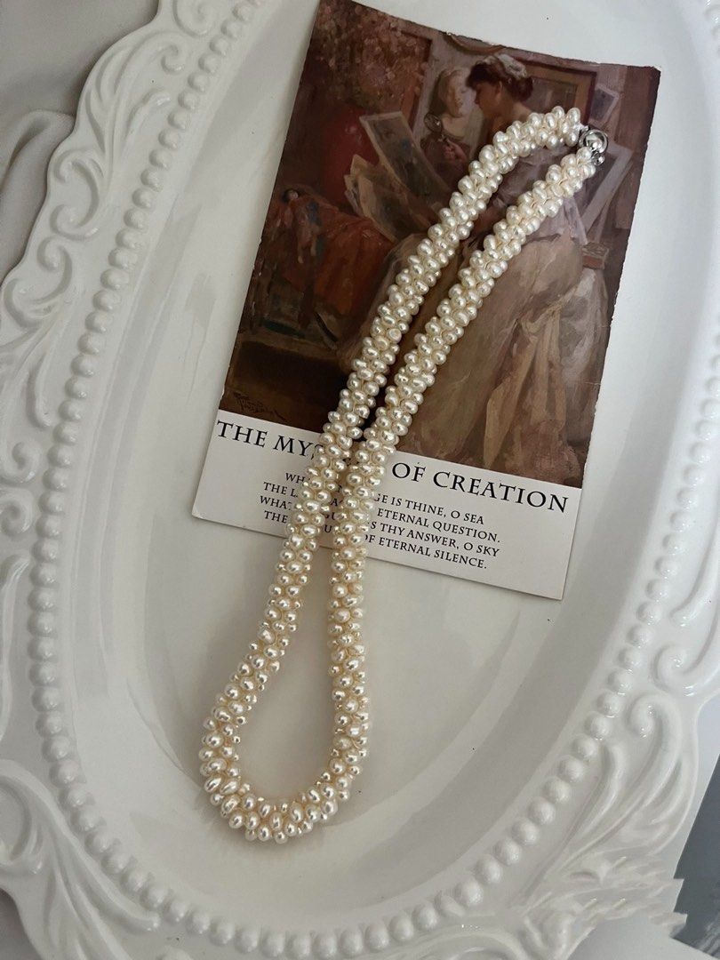 #PN729 Caterpillar Necklace | Freshwater Pearl Necklace | Braided Baby Baroque | Nature Worship