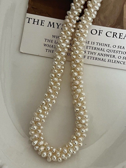 #PN729 Caterpillar Necklace | Freshwater Pearl Necklace | Braided Baby Baroque | Nature Worship