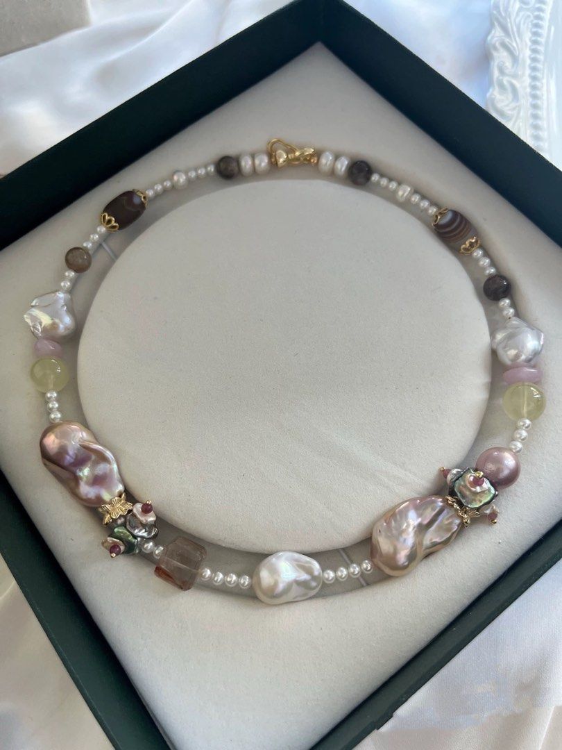 #PN757 [Floral Series] Freshwater Pearl Necklace | Colourful Petals | Agate| Fishtail Baroque | Fire Quartz Square | Citrine | Turn Heads. Take Space.