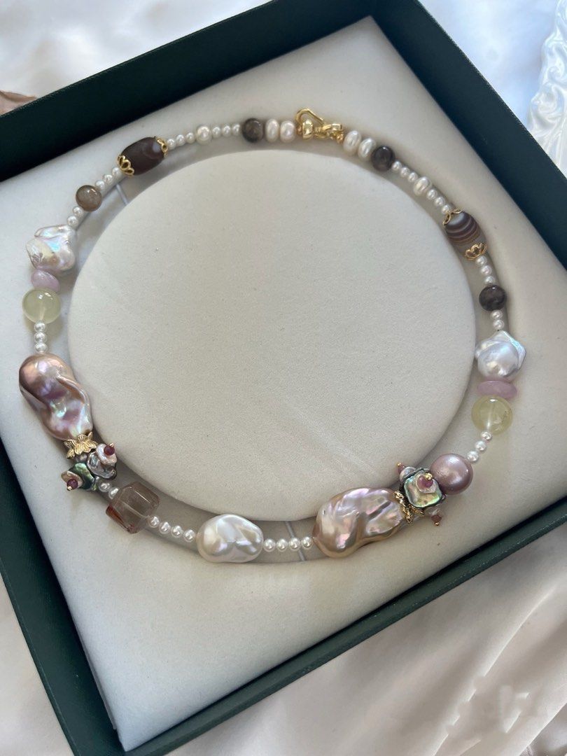 #PN757 [Floral Series] Freshwater Pearl Necklace | Colourful Petals | Agate| Fishtail Baroque | Fire Quartz Square | Citrine | Turn Heads. Take Space.