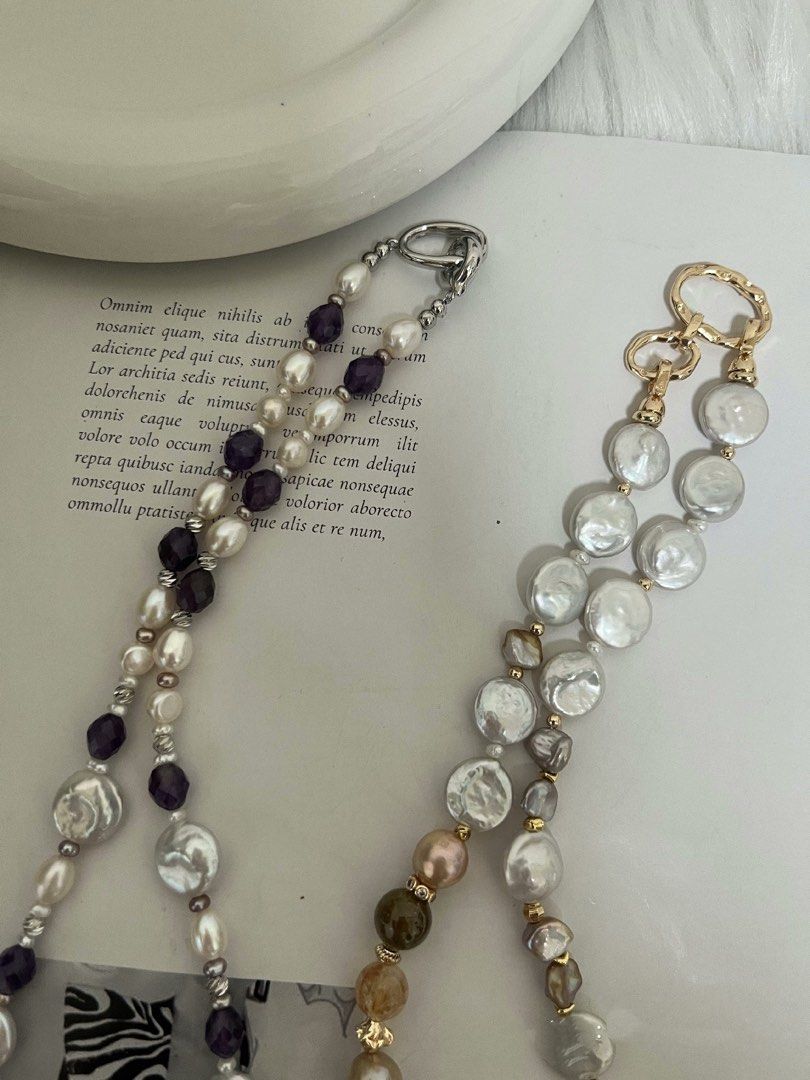 #PN775 Freshwater Pearl Necklace | Coin Pearl | Citrine Faceted | Lustrous | Your Go-To Glow