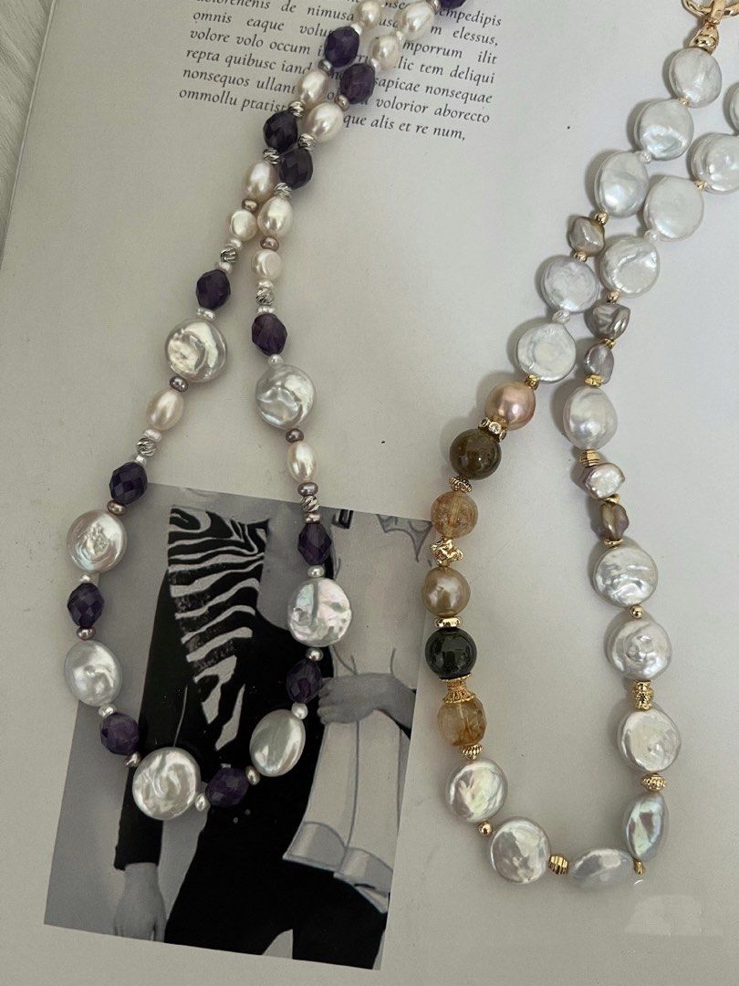 #PN775 Freshwater Pearl Necklace | Coin Pearl | Citrine Faceted | Lustrous | Your Go-To Glow