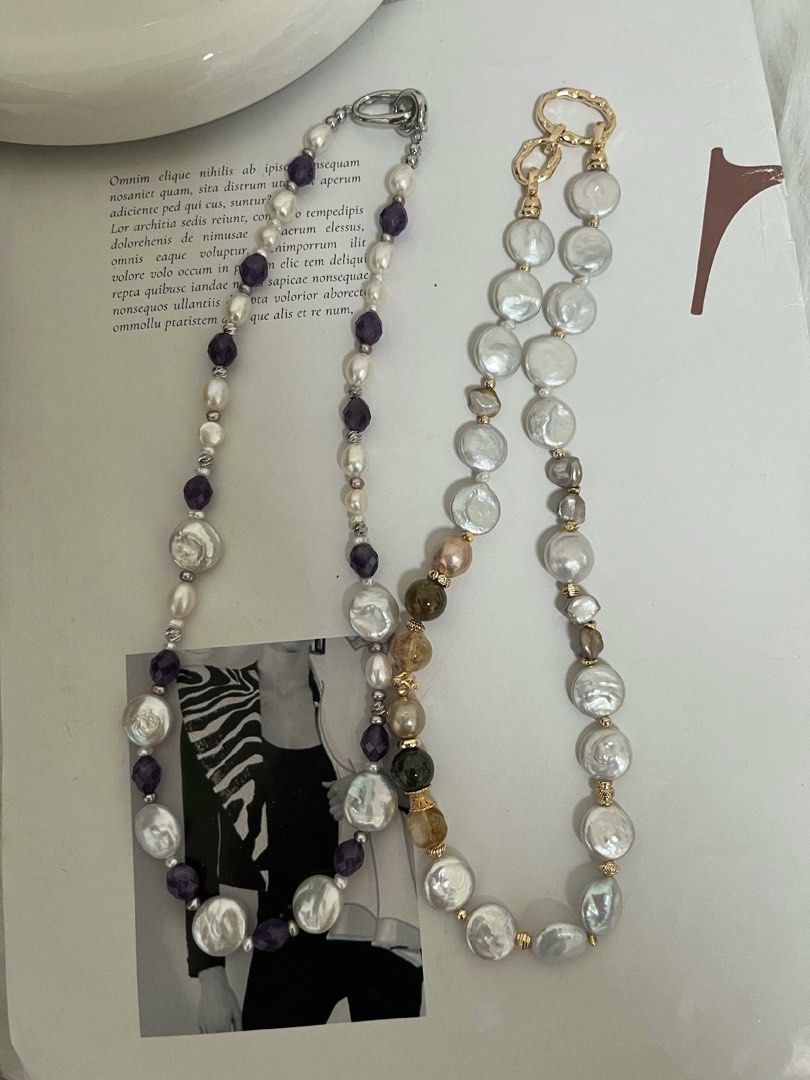 #PN775 Freshwater Pearl Necklace | Coin Pearl | Citrine Faceted | Lustrous | Your Go-To Glow