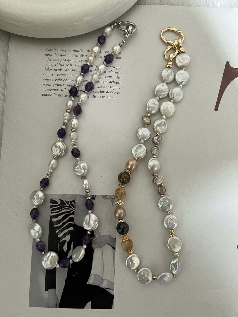 #PN775 Freshwater Pearl Necklace | Coin Pearl | Citrine Faceted | Lustrous | Your Go-To Glow