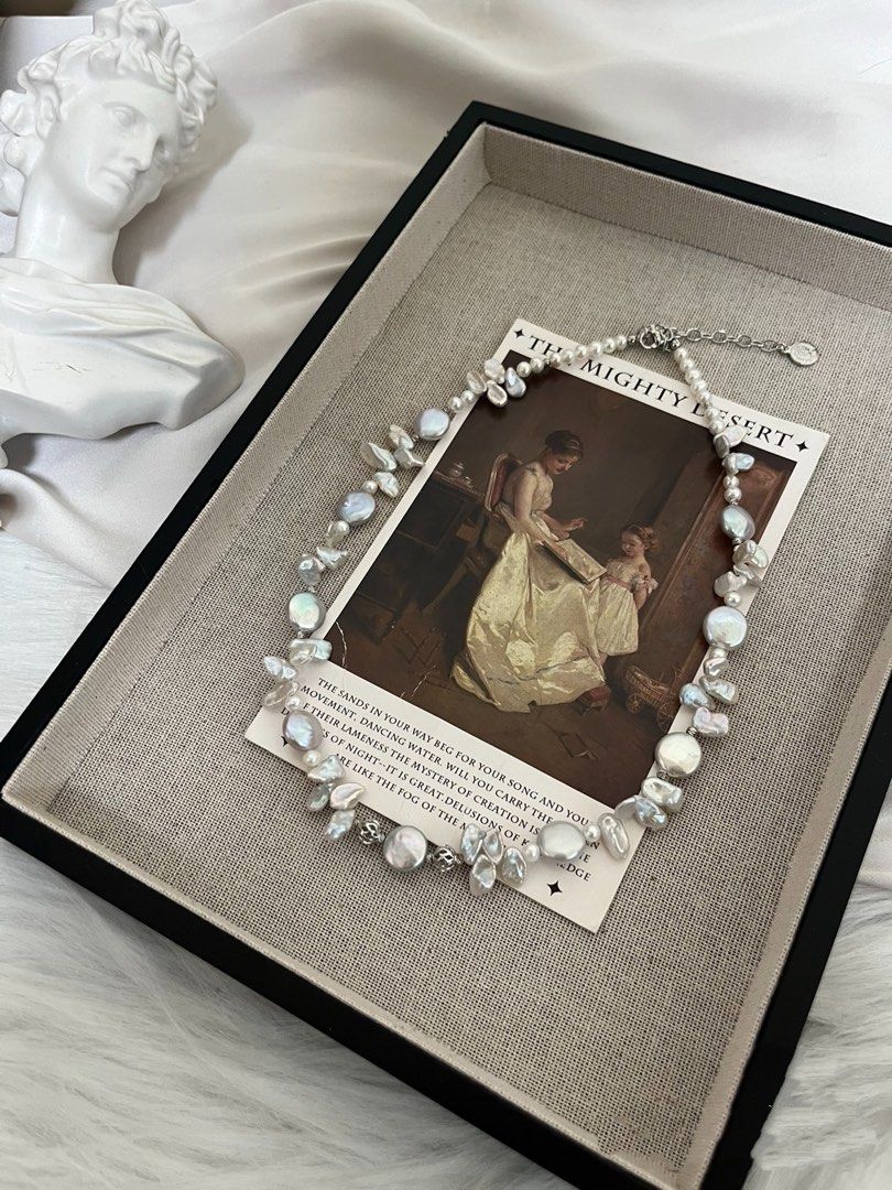 #PN782 Freshwater Pearl Necklace | Silver-blue Petals | Coin Baroque | Slightly Treated Colour|Can’t Miss Modern Classic