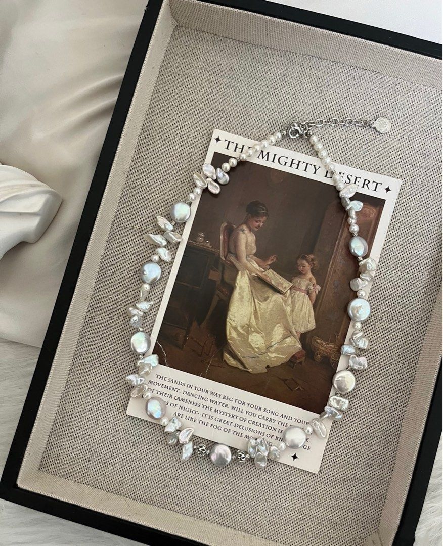 #PN782 Freshwater Pearl Necklace | Silver-blue Petals | Coin Baroque | Slightly Treated Colour|Can’t Miss Modern Classic