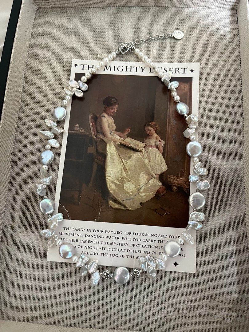 #PN782 Freshwater Pearl Necklace | Silver-blue Petals | Coin Baroque | Slightly Treated Colour|Can’t Miss Modern Classic