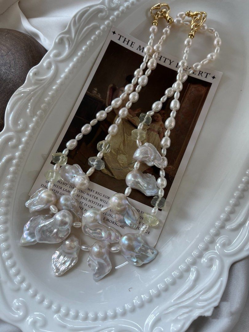 #PN790 Freshwater Pearl Necklace | Fishtail Baroque | Citrine Faceted Freeform | Lustrous | Add This to Your Rotation