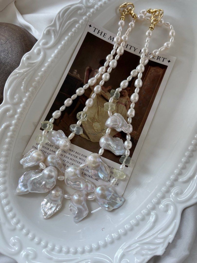 #PN790 Freshwater Pearl Necklace | Fishtail Baroque | Citrine Faceted Freeform | Lustrous | Add This to Your Rotation