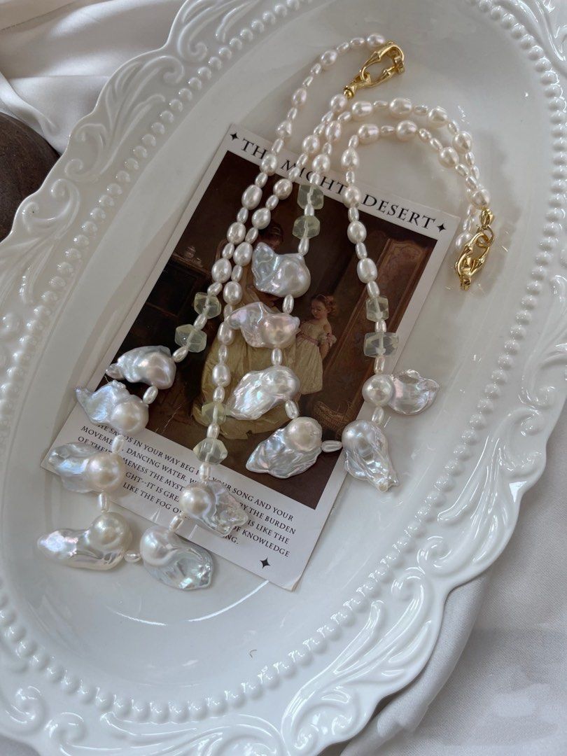 #PN790 Freshwater Pearl Necklace | Fishtail Baroque | Citrine Faceted Freeform | Lustrous | Add This to Your Rotation