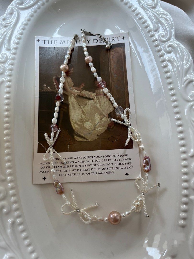 #PN792 Freshwater Pearl Necklace | Mini Bow Tie Design| Purple Irregular “Stone”| Edison Pearl| Super Mini 1mm Baby Pearl| Jewelry That Works Overtime