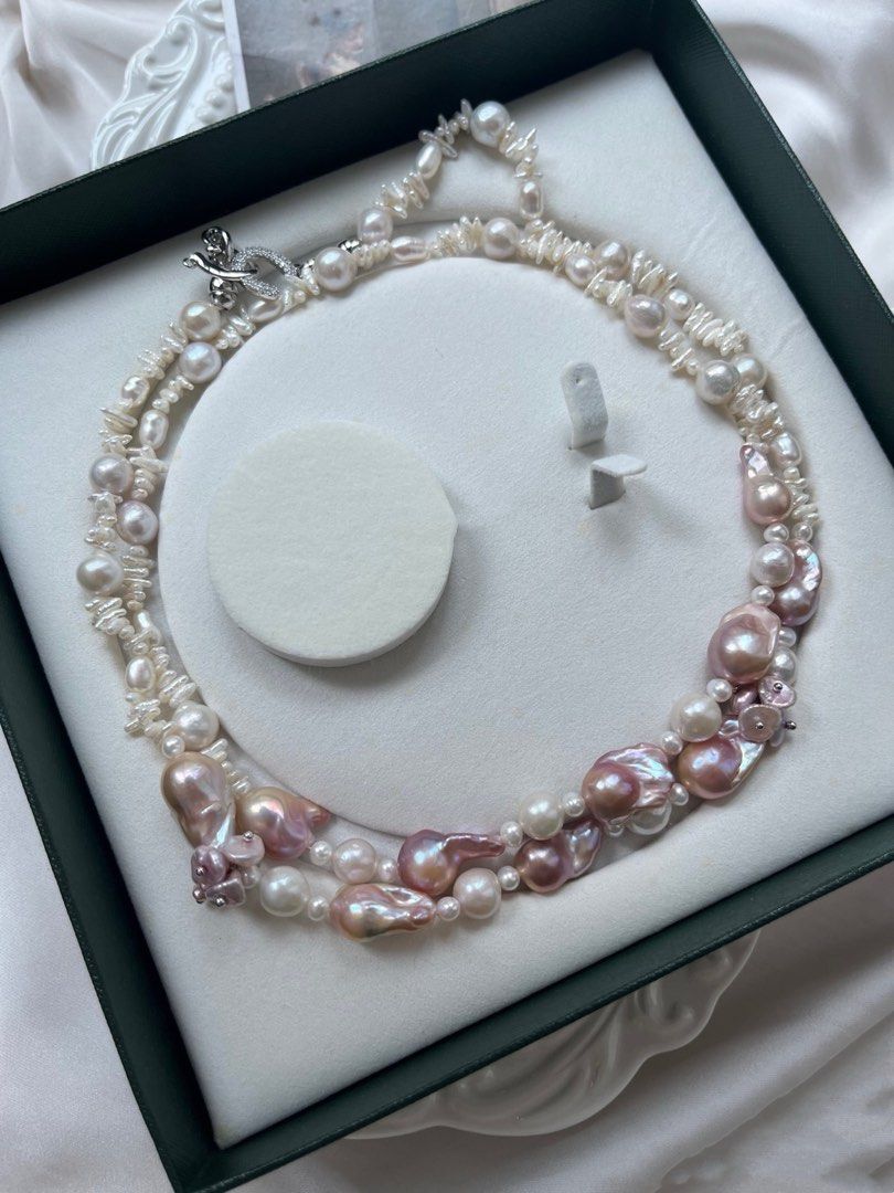 #PN793 [Floral Series] Freshwater Pearl Necklace | Long Sweater Necklace |96cm|Small Fishtail Baroque | Lustrous | Baby Stick Pearl| Upgrade Your Jewelry Game