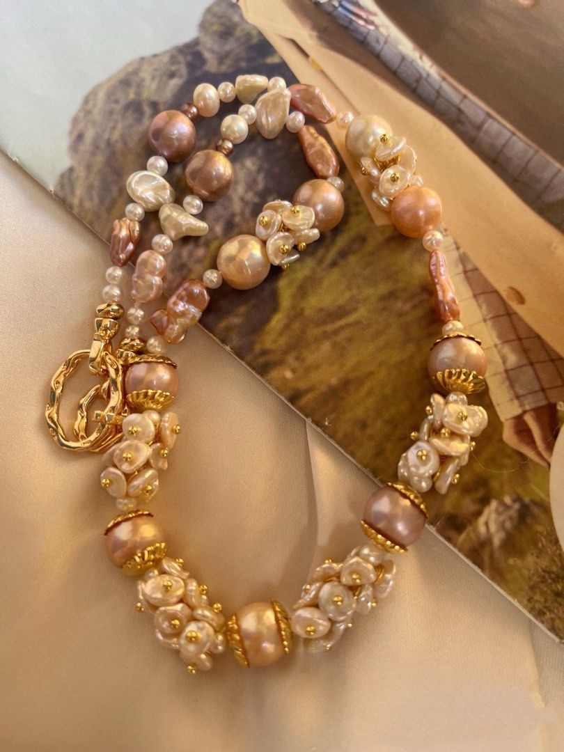 #PN800 [Floral Series] Freshwater Pearl Necklace | Edison Pearl | Lustrous Petals | Silver Stone Pearl | Jewelry Goals, Achieved