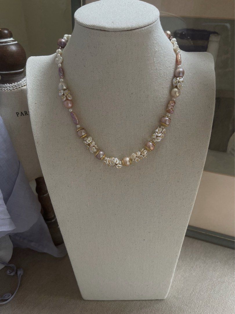 #PN800 [Floral Series] Freshwater Pearl Necklace | Edison Pearl | Lustrous Petals | Silver Stone Pearl | Jewelry Goals, Achieved