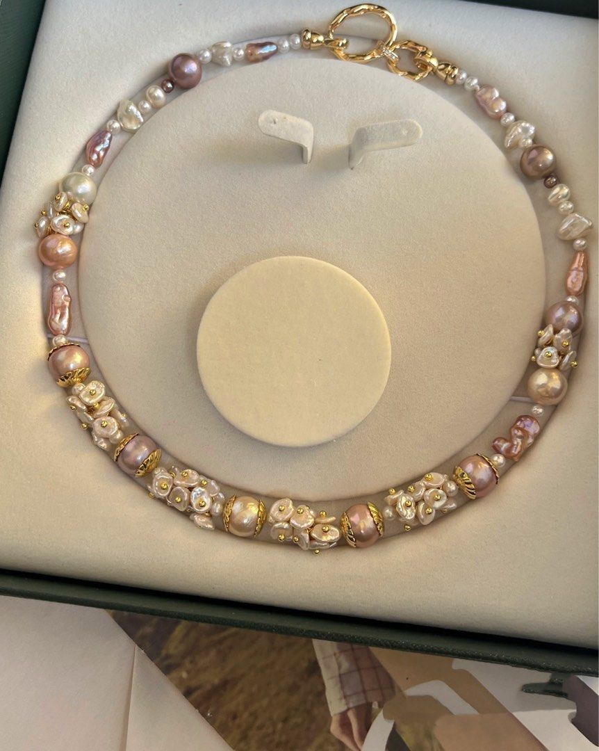 #PN800 [Floral Series] Freshwater Pearl Necklace | Edison Pearl | Lustrous Petals | Silver Stone Pearl | Jewelry Goals, Achieved