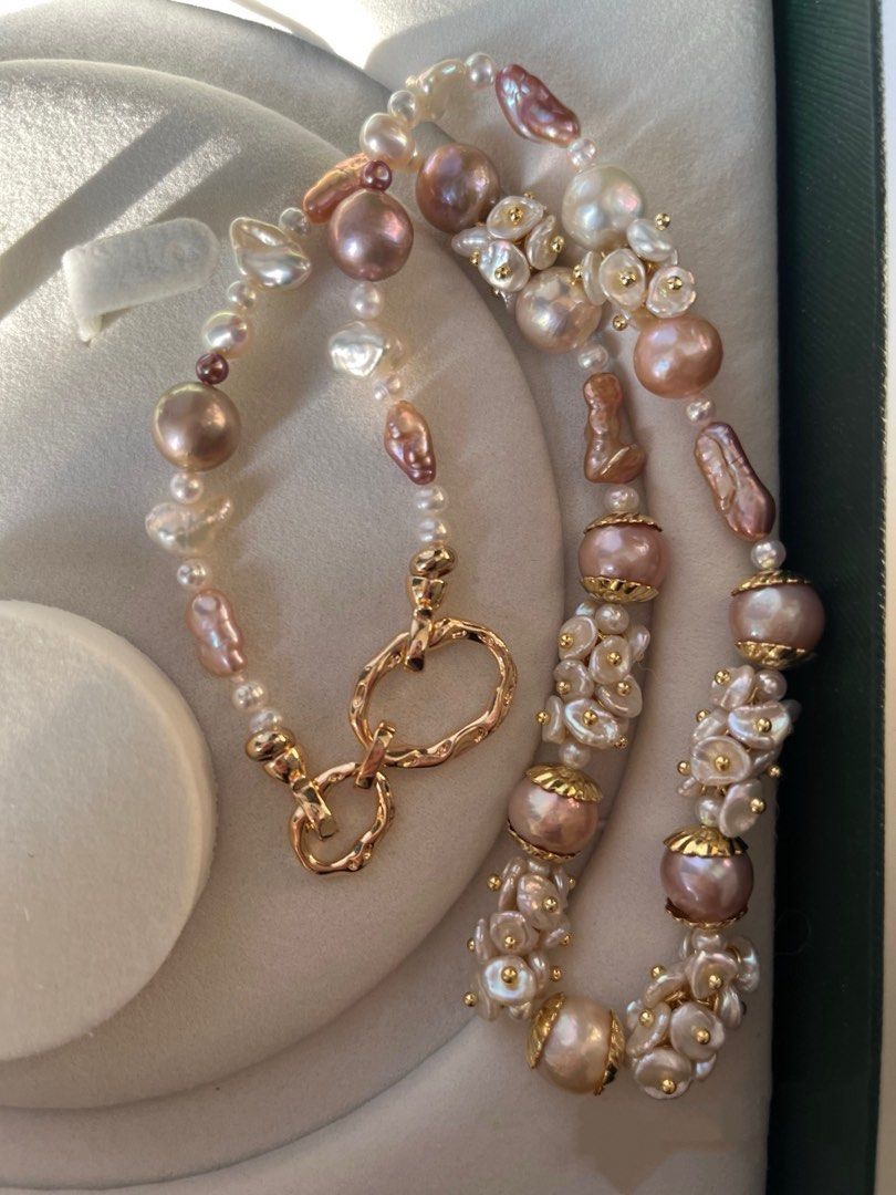 #PN800 [Floral Series] Freshwater Pearl Necklace | Edison Pearl | Lustrous Petals | Silver Stone Pearl | Jewelry Goals, Achieved