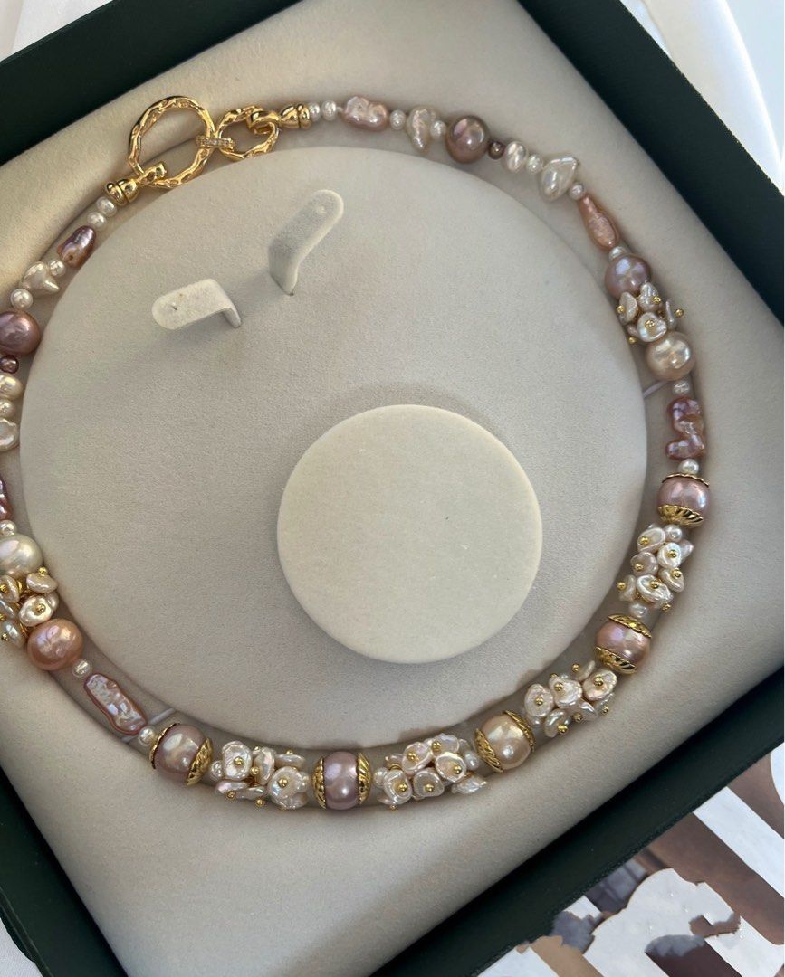 #PN800 [Floral Series] Freshwater Pearl Necklace | Edison Pearl | Lustrous Petals | Silver Stone Pearl | Jewelry Goals, Achieved